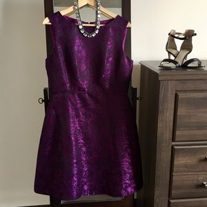 Shiny purple floral cocktail dress - size 10.